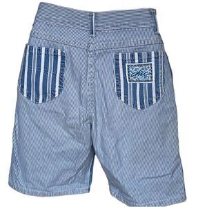 Vintage Rare HTF youth Chic denim pinstriped jean shorts size 14 EUC